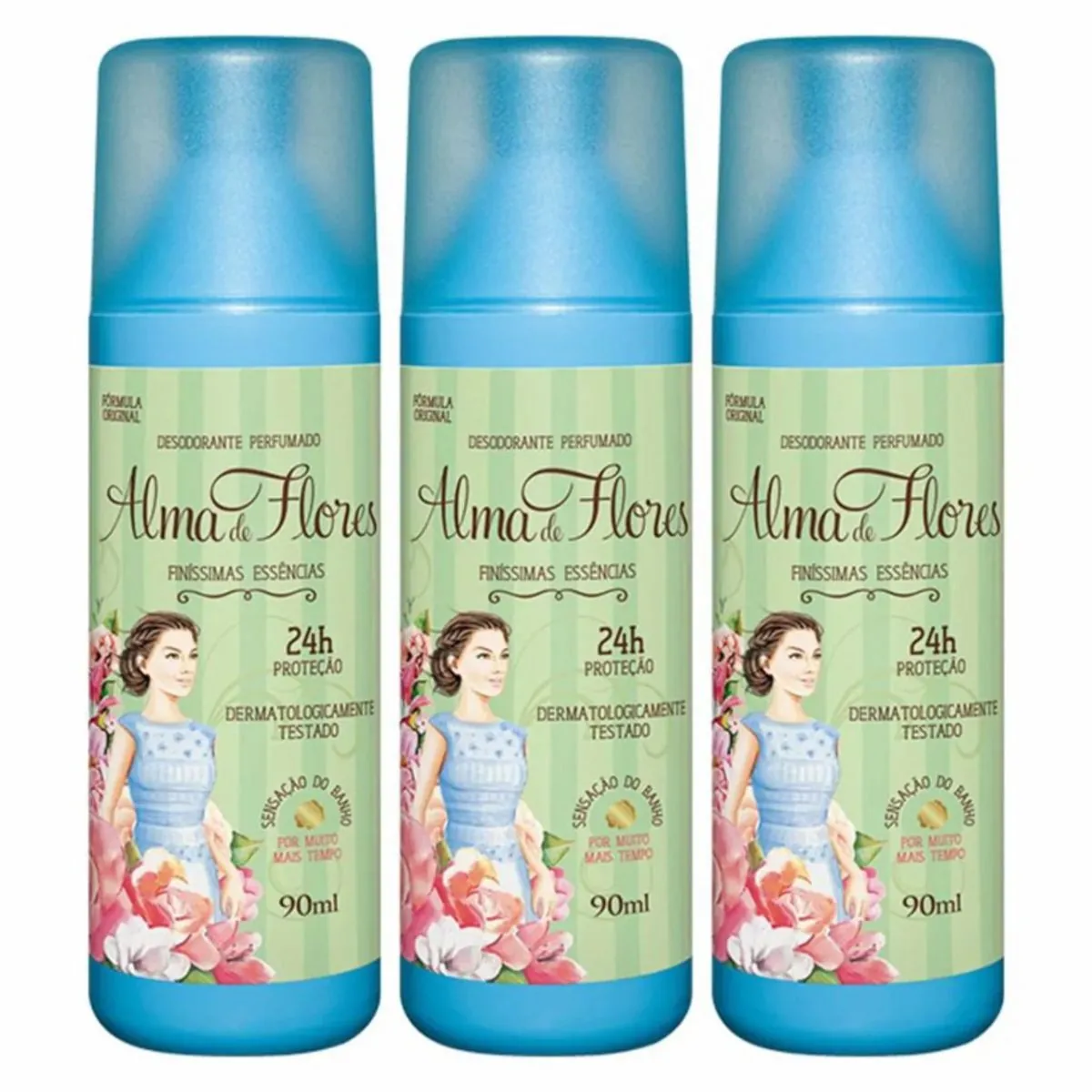 Kit c/3 Unidades de Desodorante Spray Alma De Flores 90ml