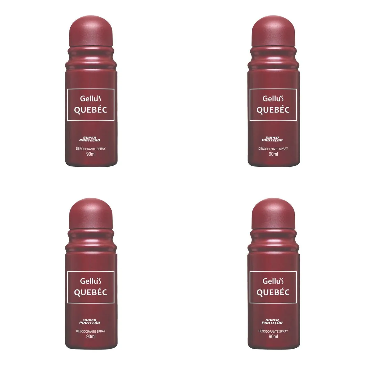 Kit c/4 Unidades de Desodorante Spray Gellus 90ml Quebec