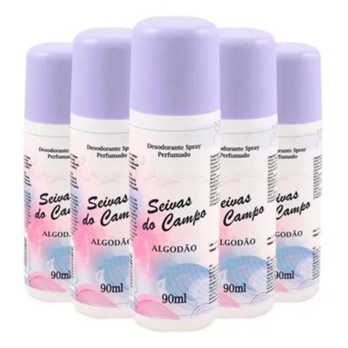 Kit c/5 Unidades de Desodorante Spray Seivas Do Campo 90ml Algodão