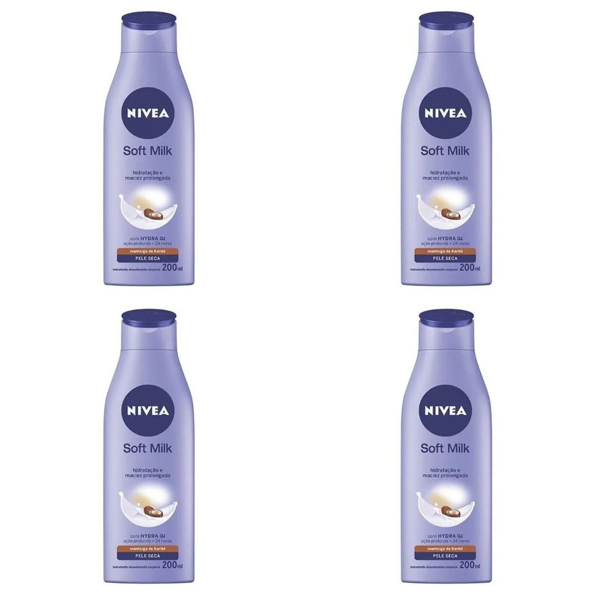 Kit c/4 Unidades de Hidratante Desodorante Soft Milk 200ml