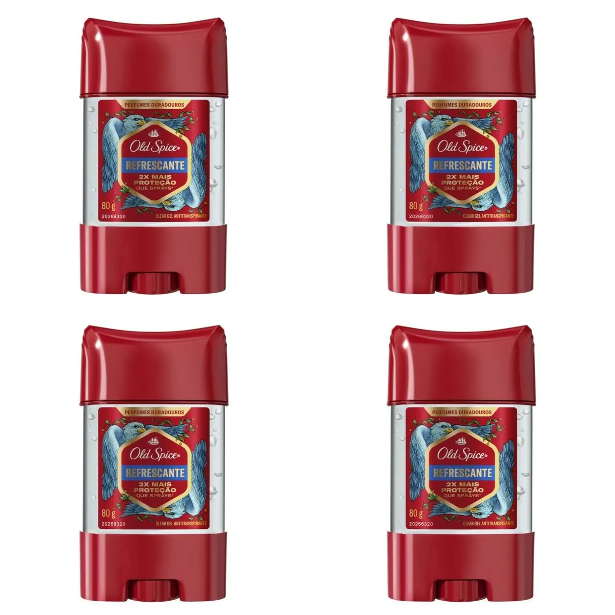 Kit c/4 Unidades de Desodorante Old Spice Gel 80g Refrescante