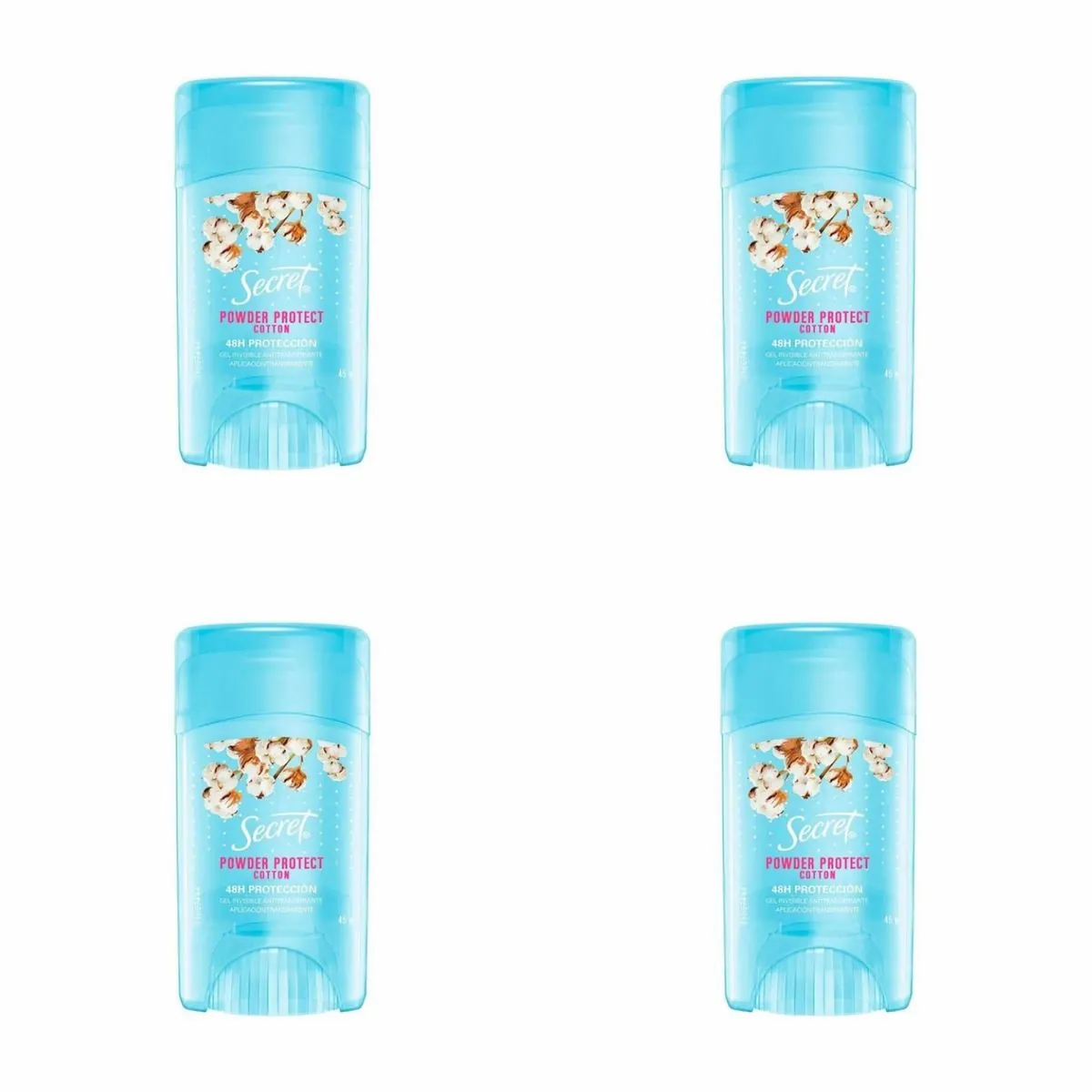 Kit c/4 Unidades de Desodorante Secret Gel 45g Powder Protect Cotton