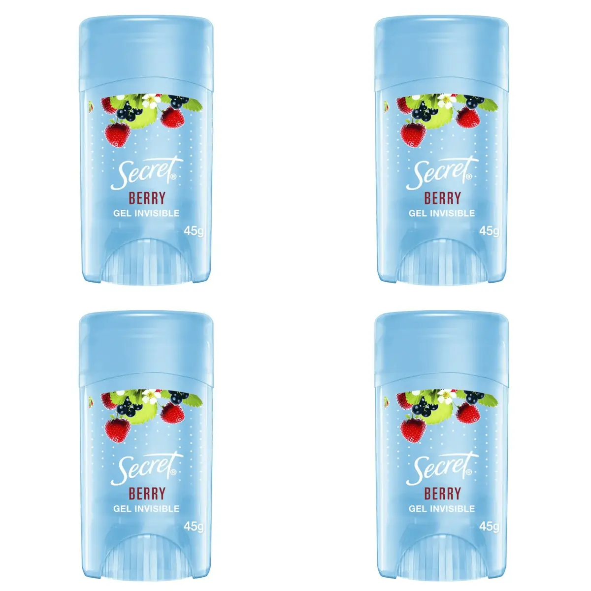 Kit c/4 Unidades de Desodorante Secret Gel 45g Invisible Berry