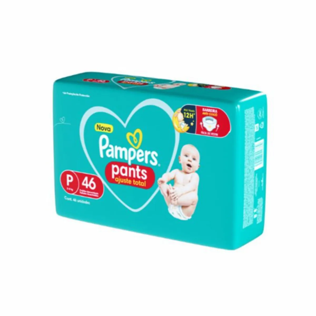 Kit 4 Fraldas Infantil Pants Pampers Ajuste Total P 3 A 8Kg Pacote 46 Unidades cada