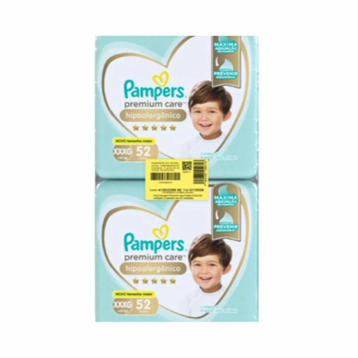 Kit 4 Fraldas Infantil Pampers Premium Care Xxxg + De 19Kg Pacote 2 Unidades cada 52 Fraldas Cada Pa