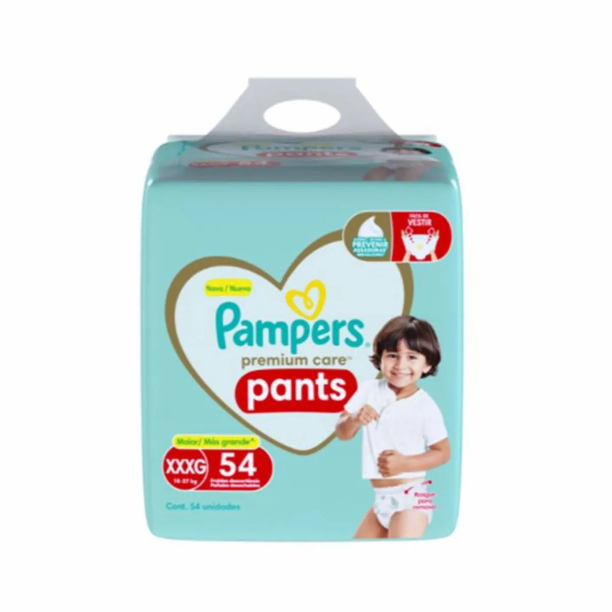 Kit 4 Fraldas Infantil Pants Pampers Premium Care Xxxg 18 A 27Kg Pacote 54 Unidades cada