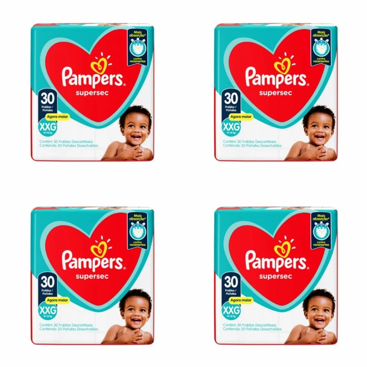 Kit 4 Fraldas Pampers Ss Xxg c/30 Unidades cada