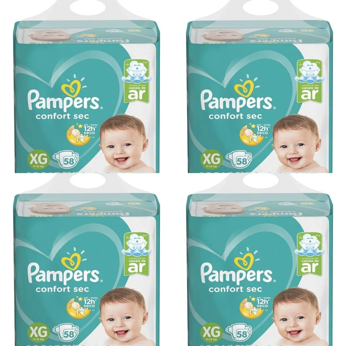 Kit 4 Fraldas Pampers Cs Xg 58 Unidades cada