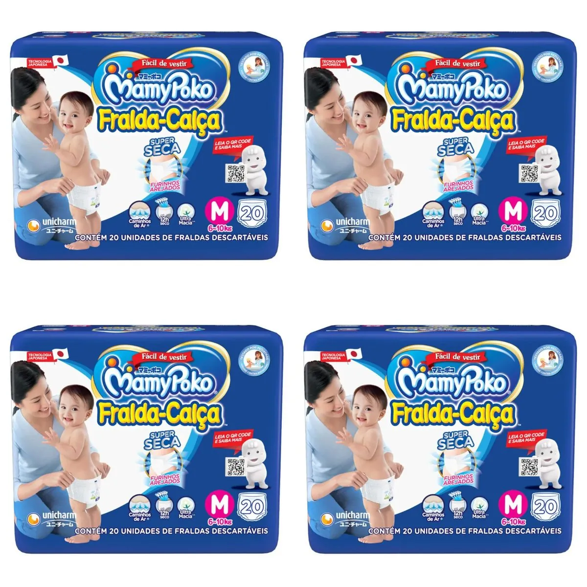 Kit 4 Fraldas Calça Mamypoko M 20 Unidades cada