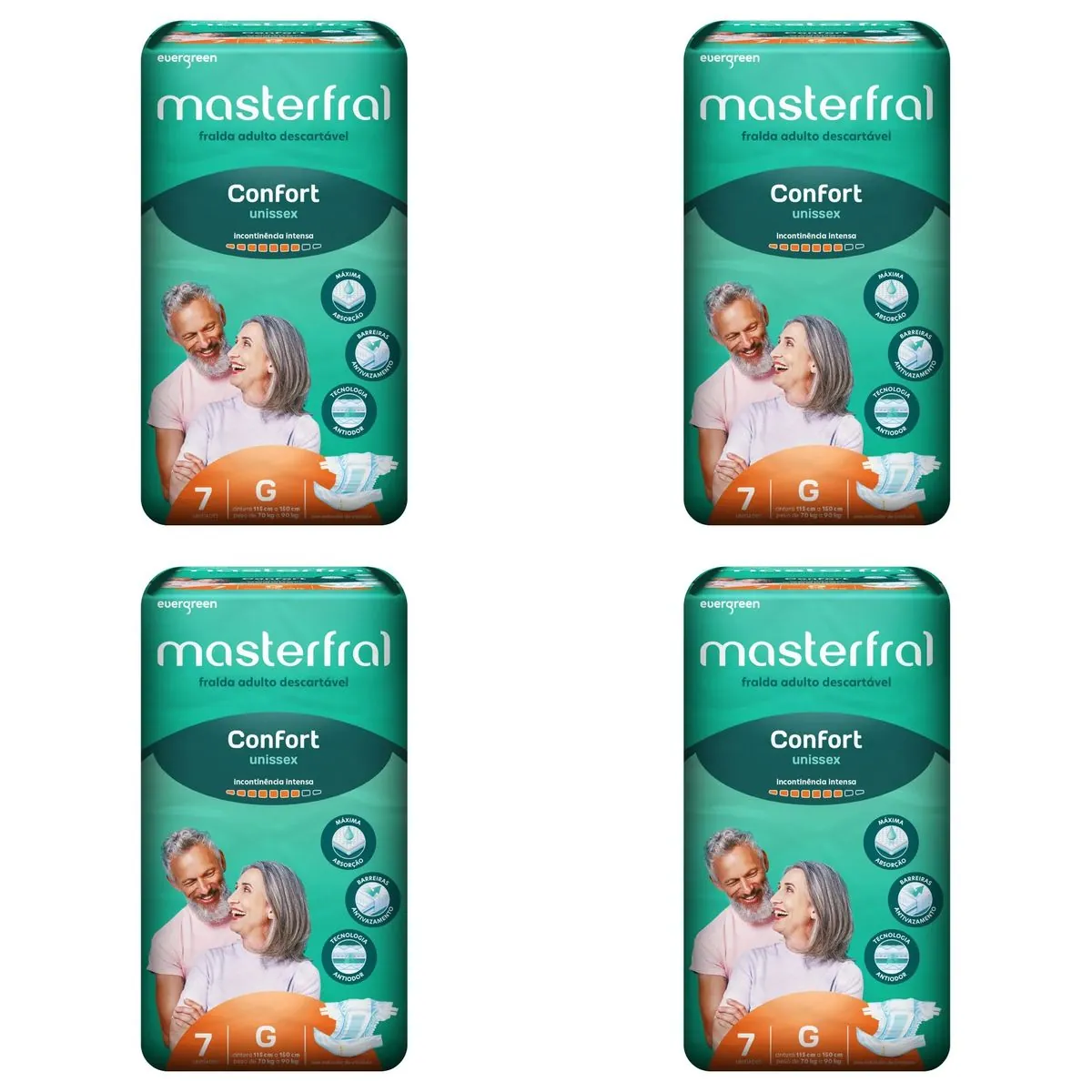 Kit 4 Fraldas Masterfral Confort G c/7 Unidades cada