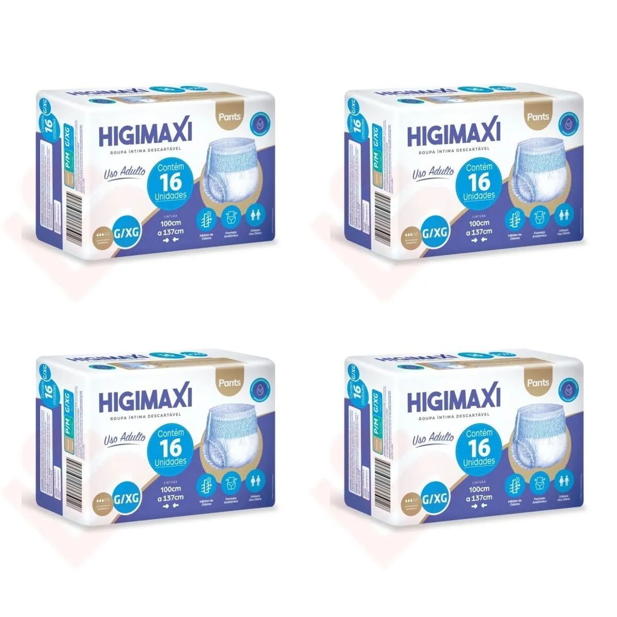 Kit 4 Fraldas Higimaxi Pants G/XG 16 Unidades cada