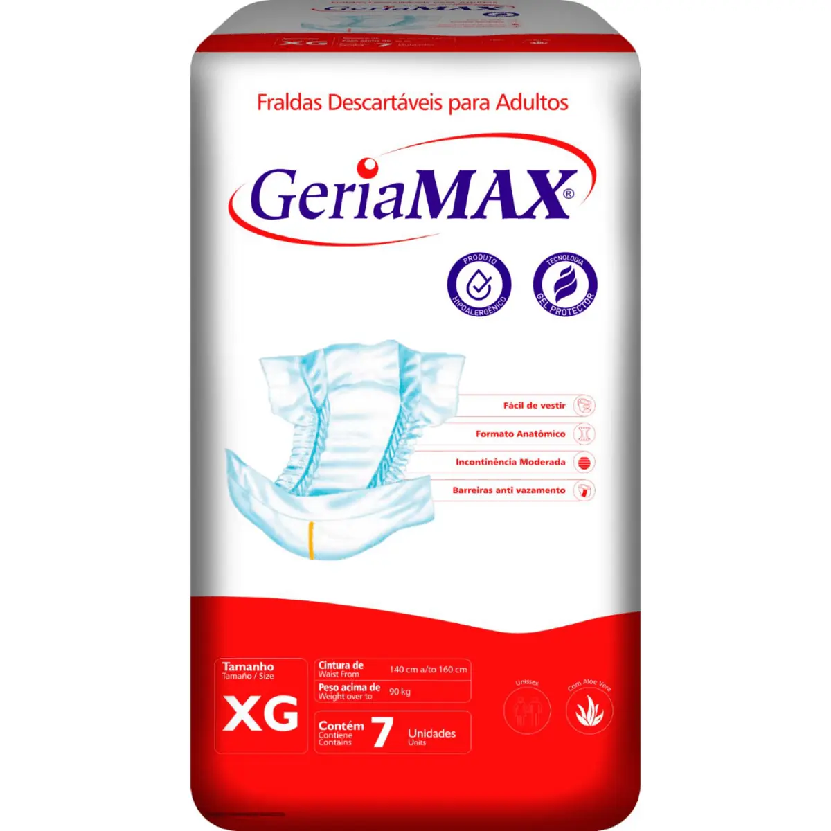 Kit 4 Fraldas Geriamax Xg 7 Un