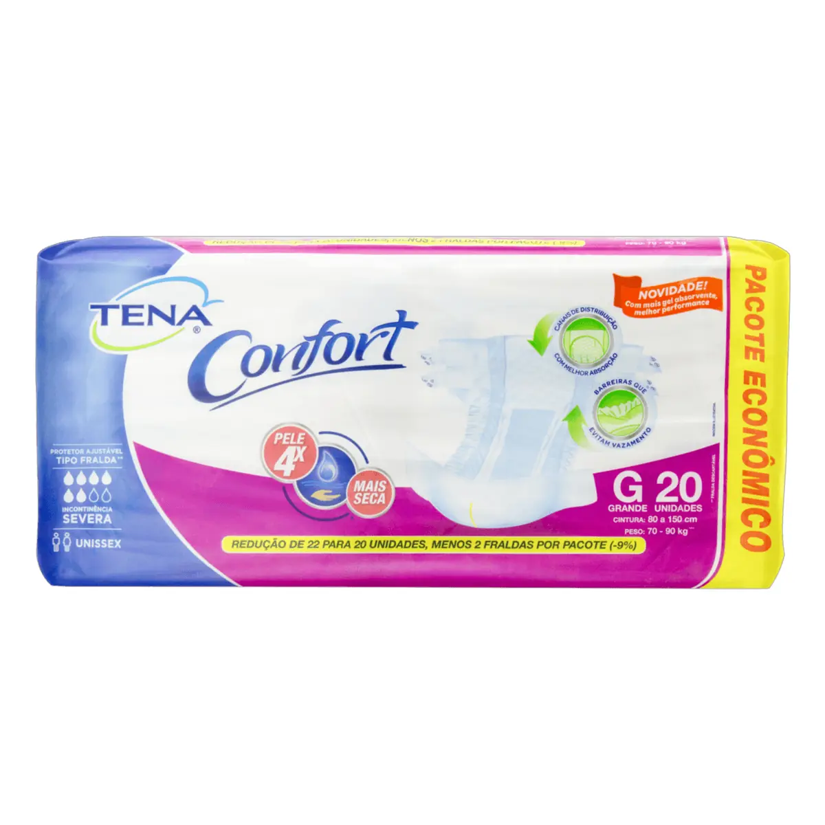 Kit 4 Fraldas Biofral Tena Confort G 20X3
