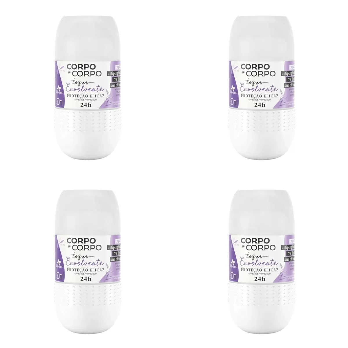 Kit c/4 Unidades de Davene Desodorante Roll-On Toque Envolvente
