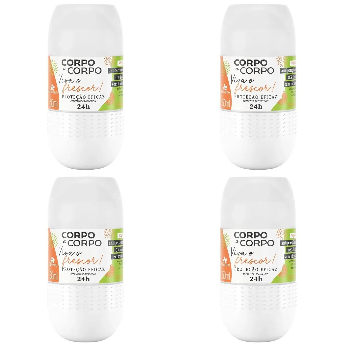 Kit c/4 Unidades de Davene Desodorante Roll-On Viva O Frescor
