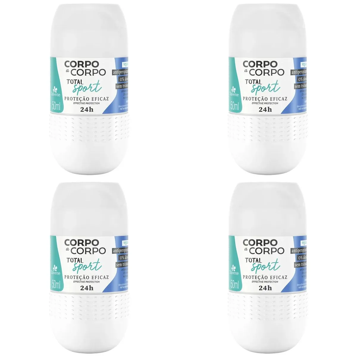 Kit c/4 Unidades de Davene Desodorante Roll-On Total Sport