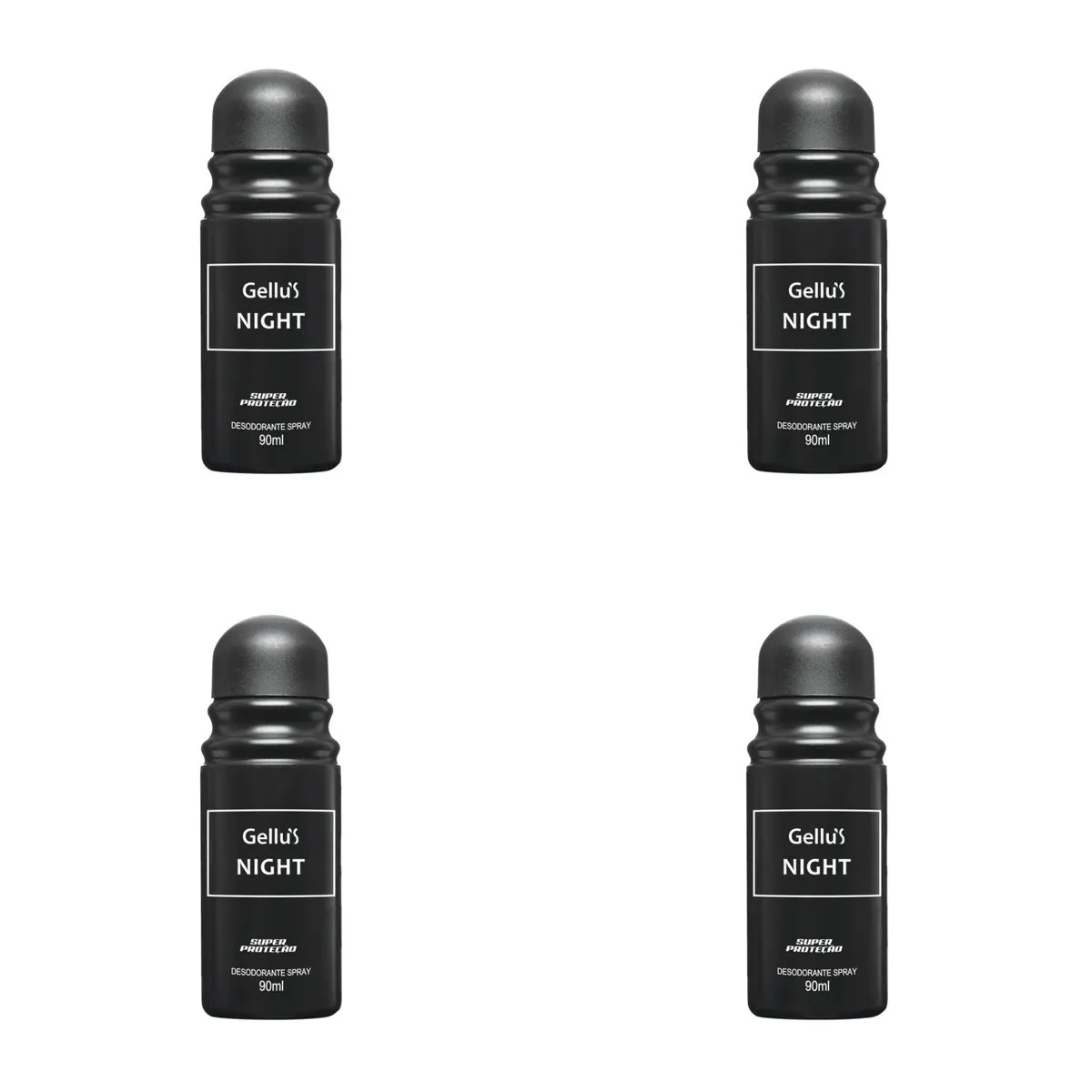Kit c/4 Unidades de Desodorante Spray Gellus By Night 90ml
