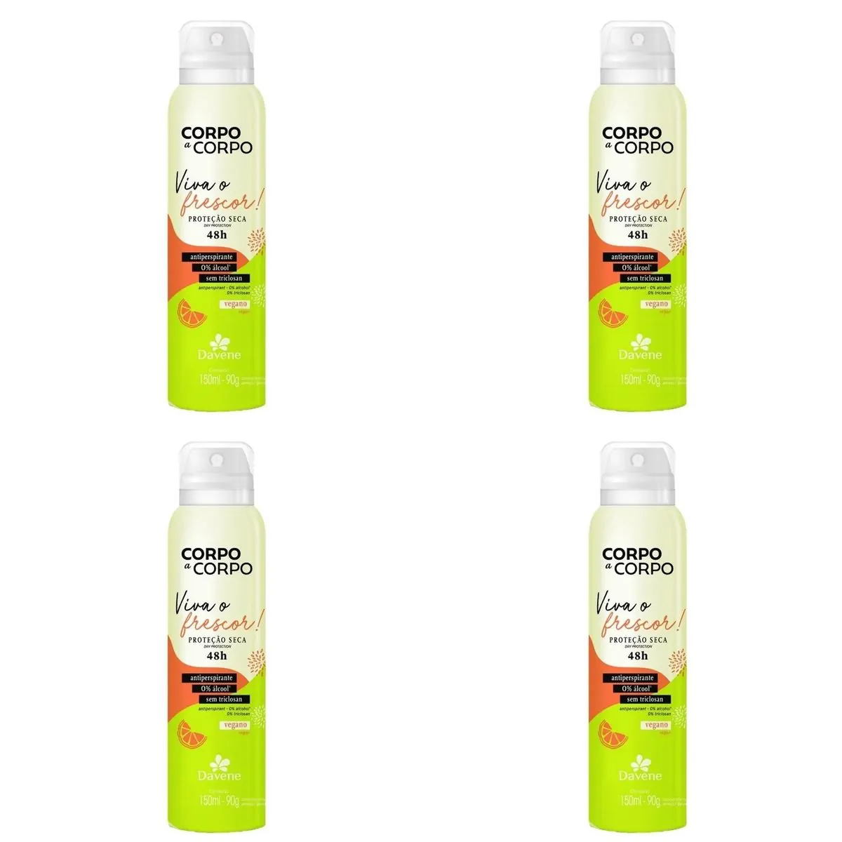 Kit c/4 Unidades de Davene Desodorante Aerosol Ant Viva O Frescor