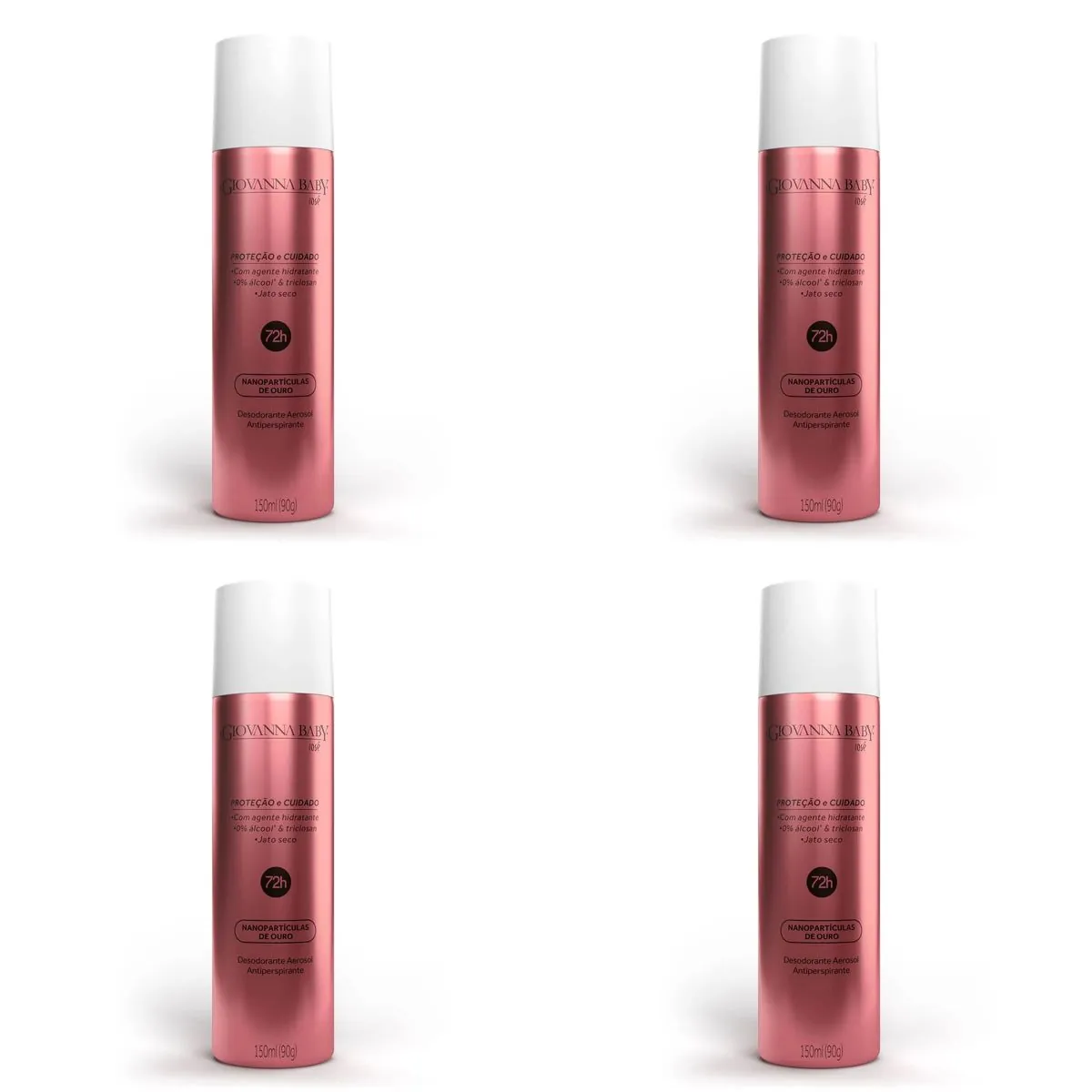 Kit c/4 Unidades de Desodorante Aerosol 72h Giovanna Baby Rosé 150ml