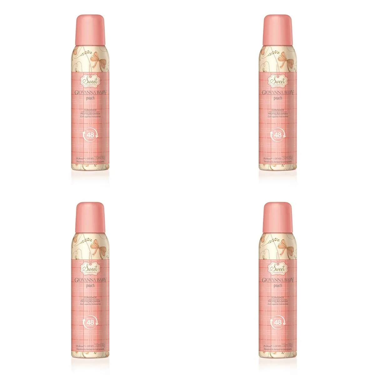 Kit c/4 Unidades de Giovanna Baby Desodorante Aerosol Peach 150ml