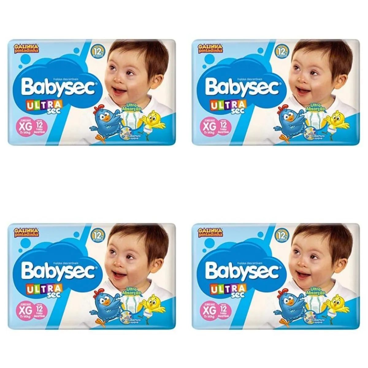 Kit 4 Fraldas Babysec Ultra Jumbinho Tamanho XG com 12 Tiras