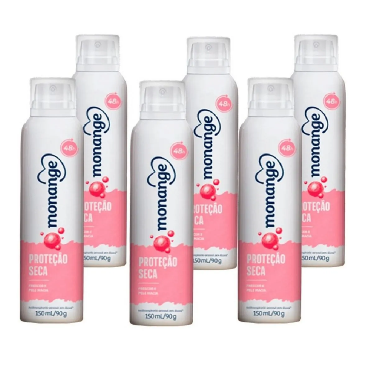 Kit c/6 Unidades de Desodorante Aero Monange 90g Proteção Seca