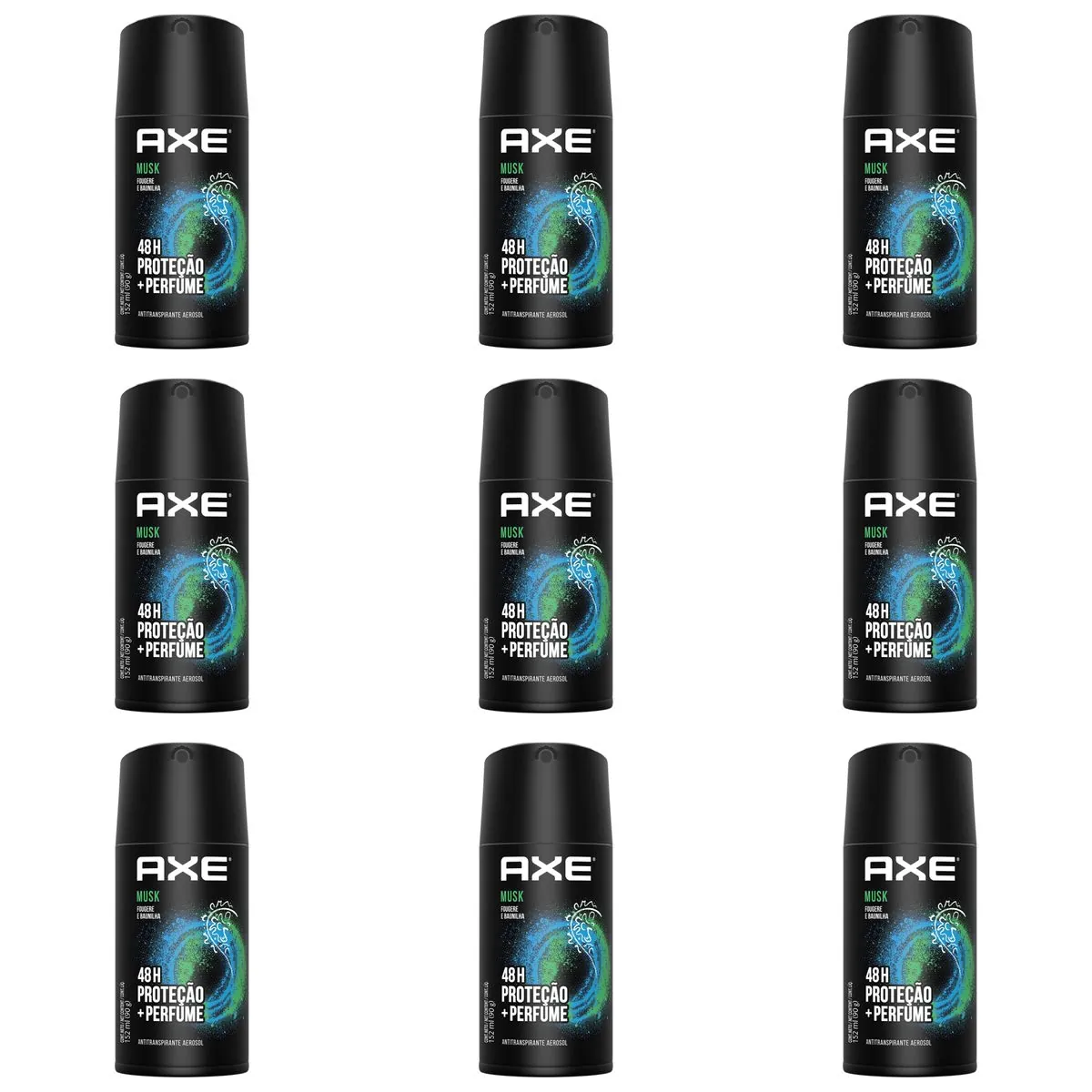 Kit c/9 Unidades de Desodorante Axe Aero Musk 152ml
