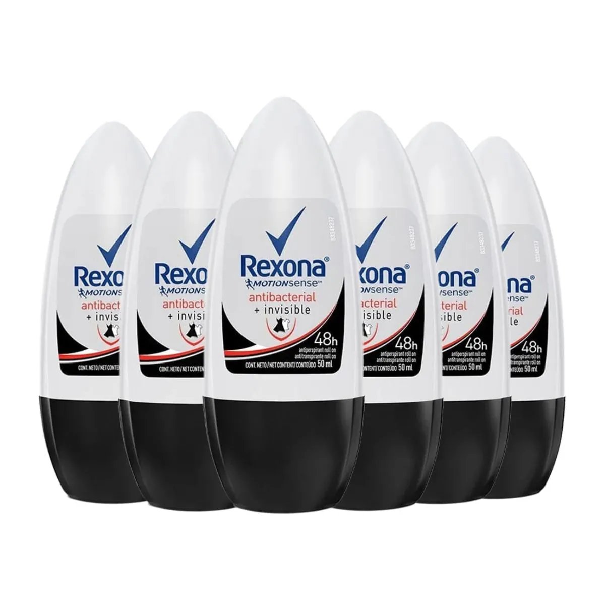 Kit c/6 Unidades de Desodorante Rexona Rollon Wom Anti Invisible 50ml cada