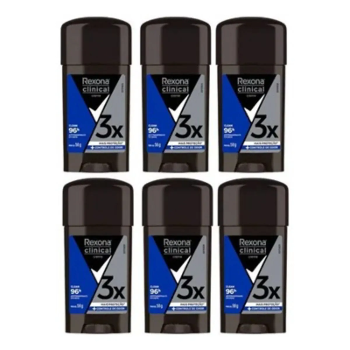 Kit c/6 Unidades de Desodorante Rexona Creme For Men Clean 58g