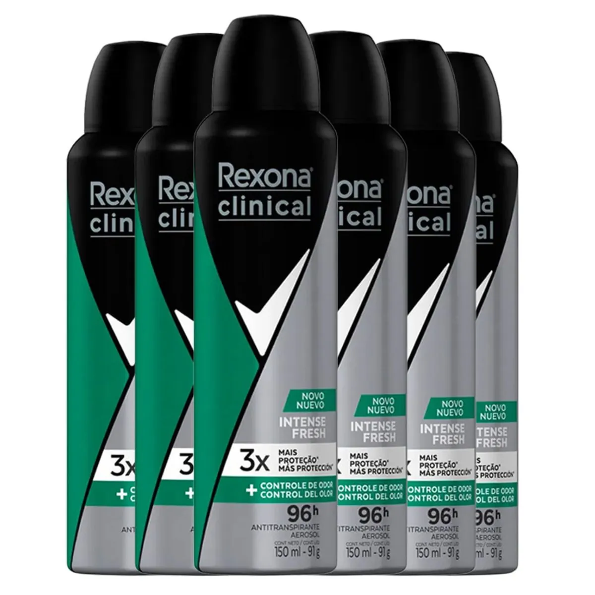 Kit c/6 Unidades de Desodorante Rexona Clinical Men Aerosol Intense Fresh 150ml
