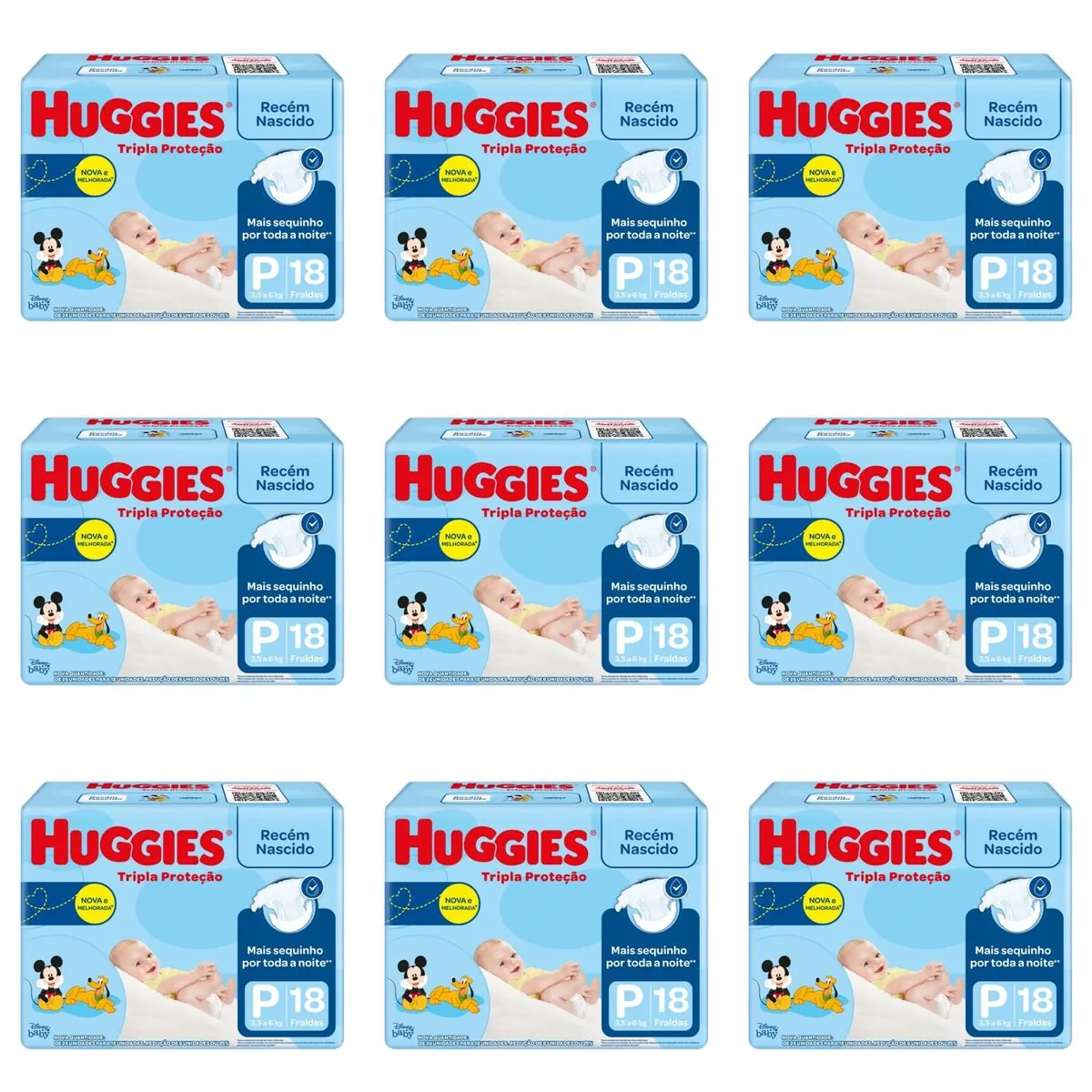 Kit 9 Fraldas Huggies Tripla Proteção Jumbinho P c/18 Unidades cada