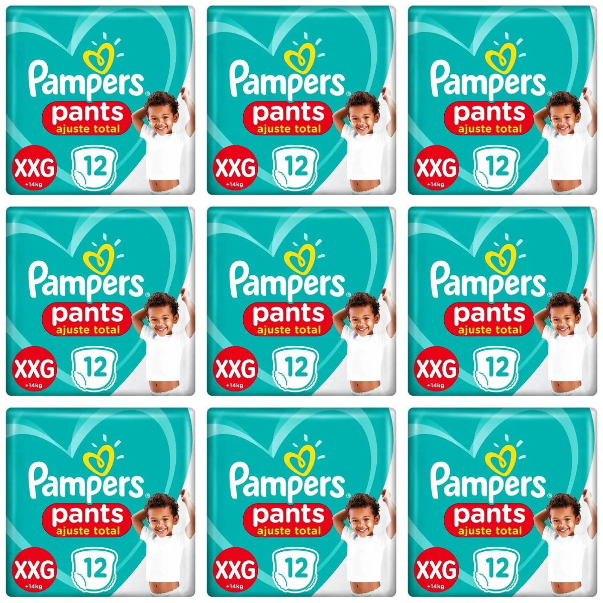 Kit 9 Fraldas Confortsec Pants ”Xxg” Pampers Simples c/12 Unidades cada