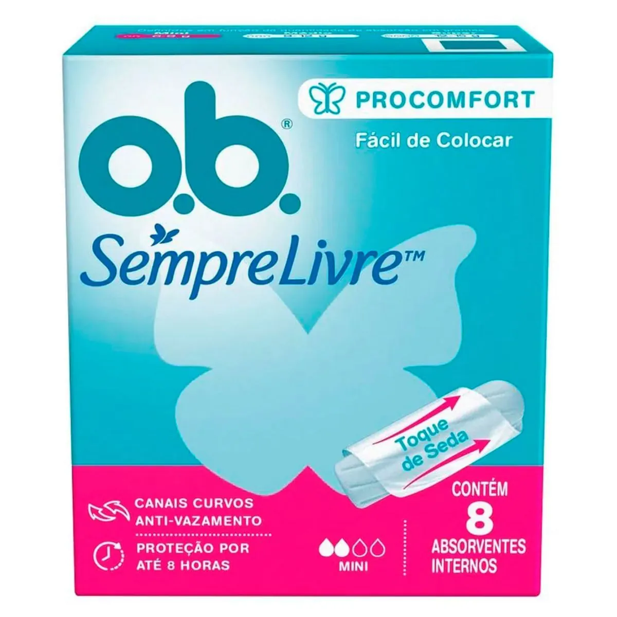 Kit c/2 Absorvente Interno O.B Mini Procomfort 8 Unidades