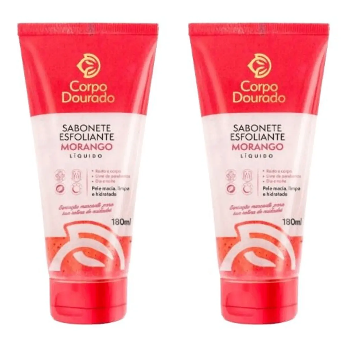 Kit c/2 Sabonetes Esfoliante Corpo Dourado 180ml Morango