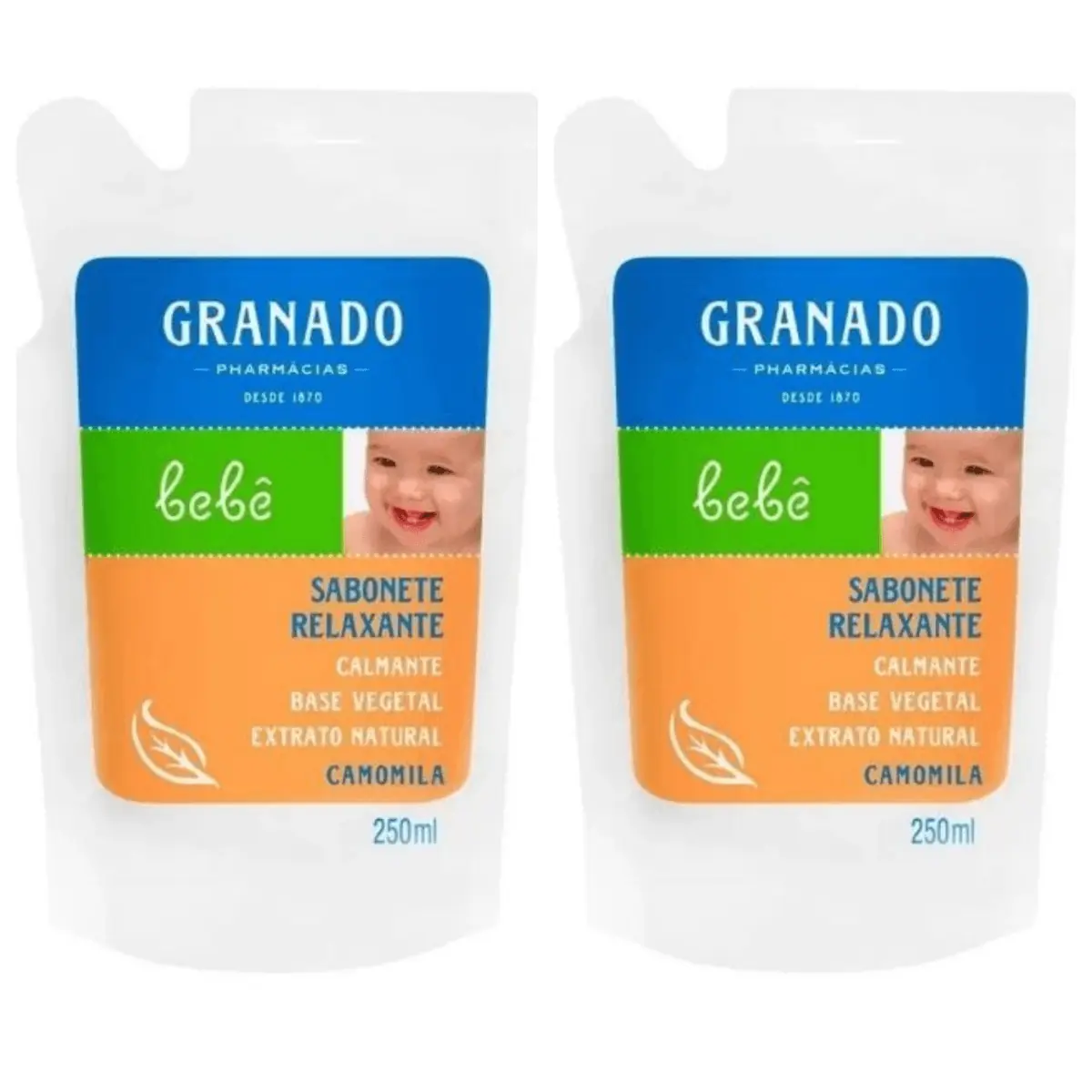 Kit c/2 Sabonetes Líquido Infantil Granado Bebê Refil 250ml Camomila