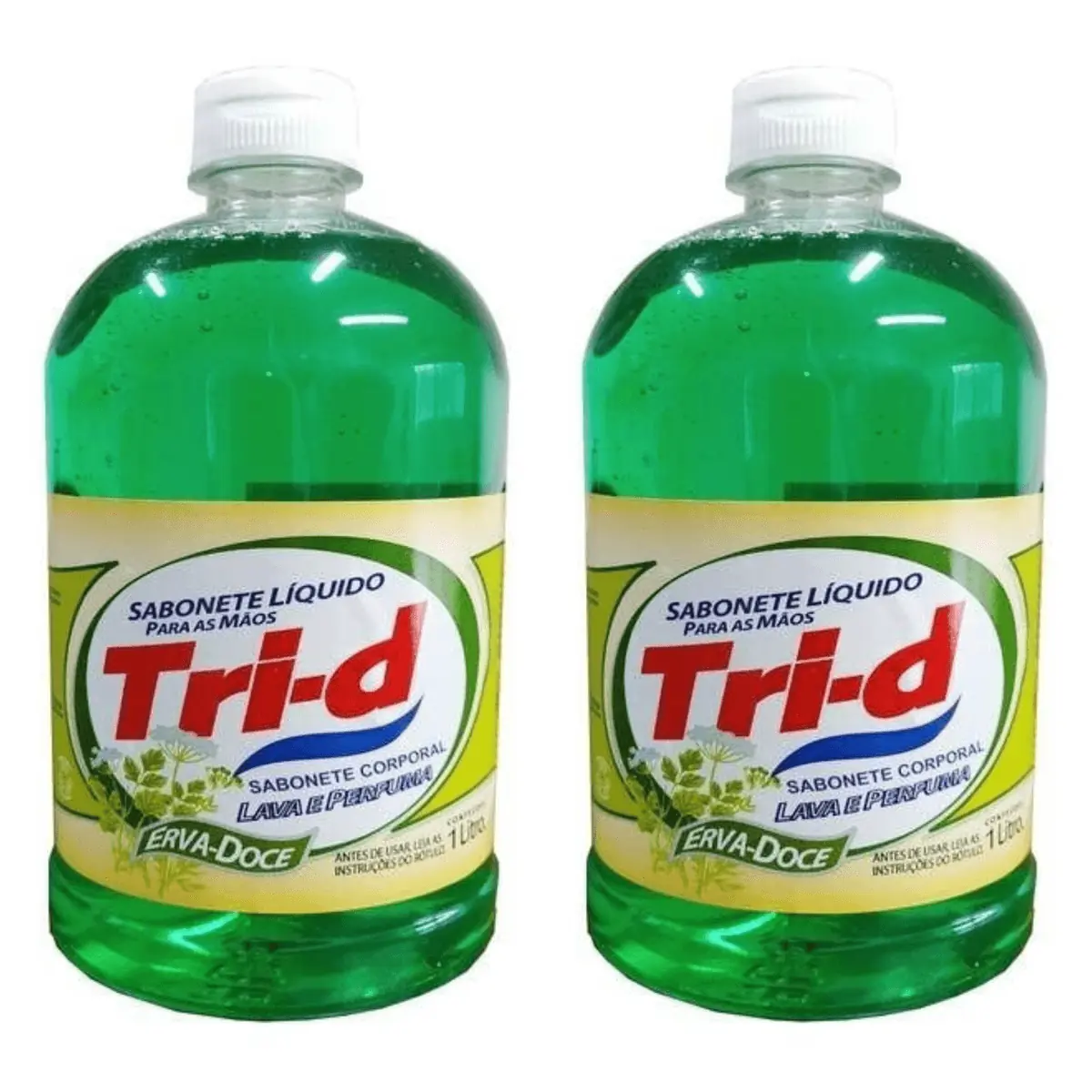 Kit c/2 Sabonetes Liquido Tri-D 1L Para Mãos Erva Doce