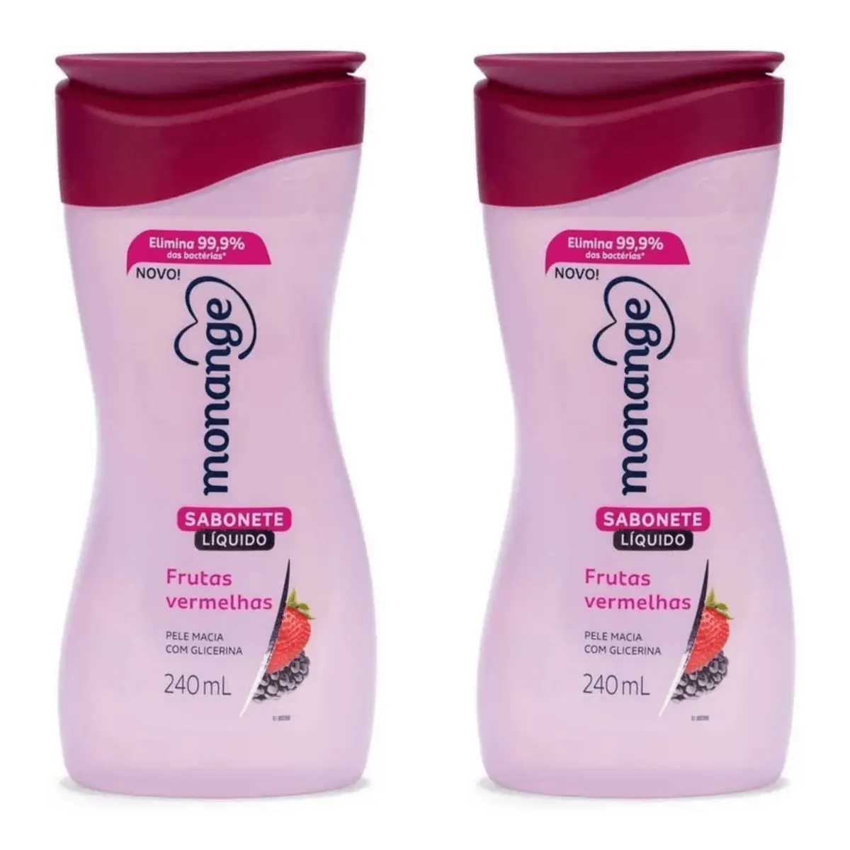 Kit c/2 Sabonetes Liquido Monange 240ml Frutas Vermelhas