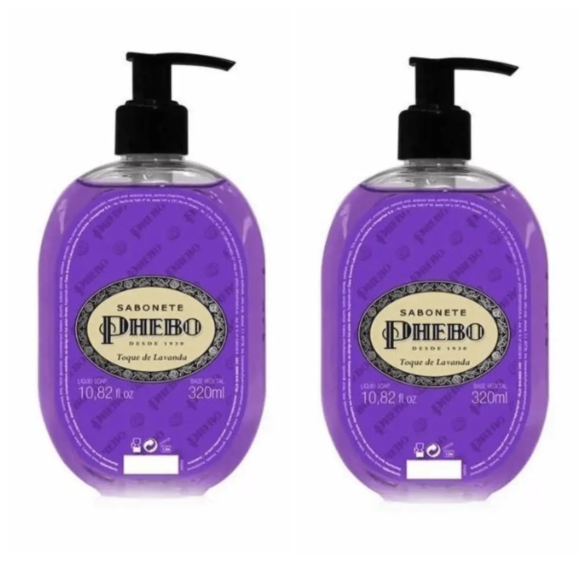 Kit c/2 Sabonetes Liquido Phebo Odor De Rosas 320ml Toque De Lavanda