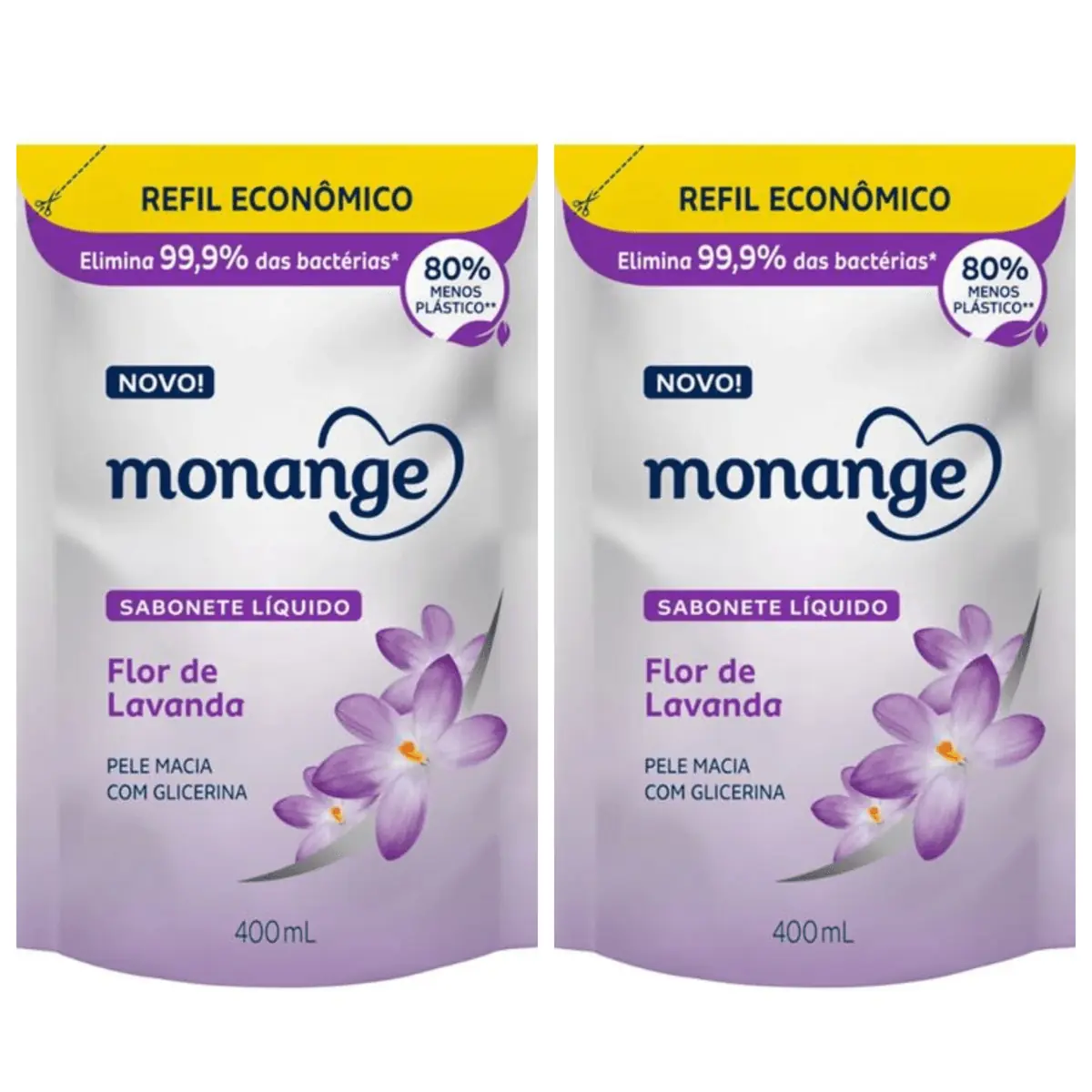 Kit c/2 Sabonetes Liquido Monange 200ml Refil Lavanda