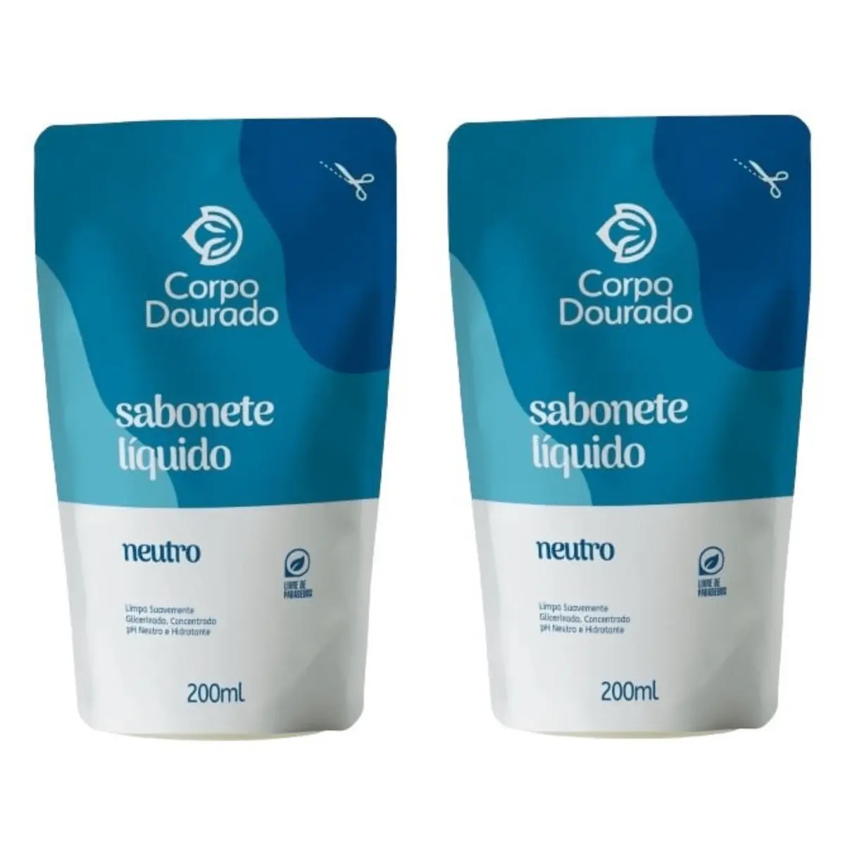 Kit c/2 Sabonetes Líquido Corpo Dourado Pouch 200ml Neutro