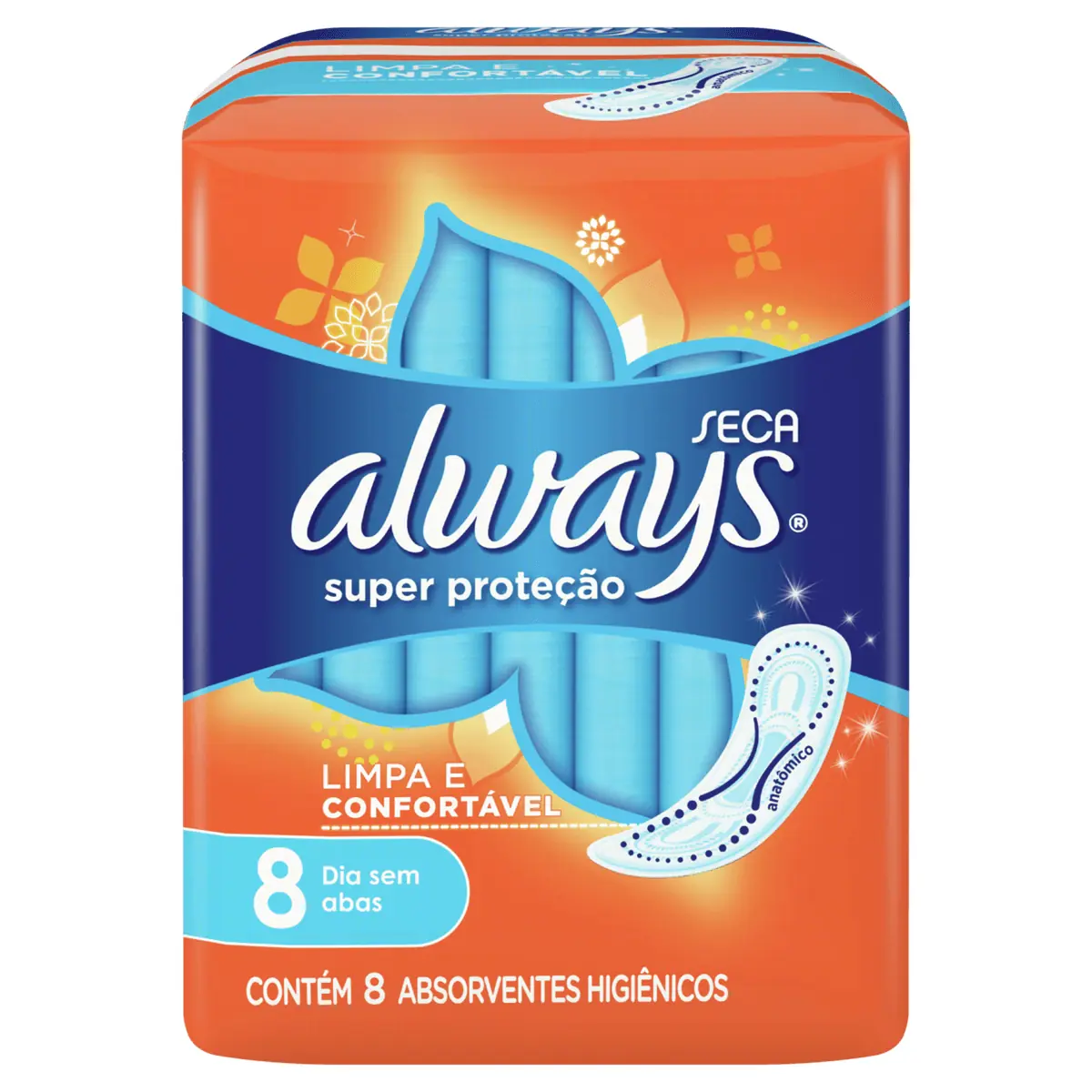 Kit c/2 Absorvente Básico Malha Seca Sem Abas Always Simples c/8 Unidades