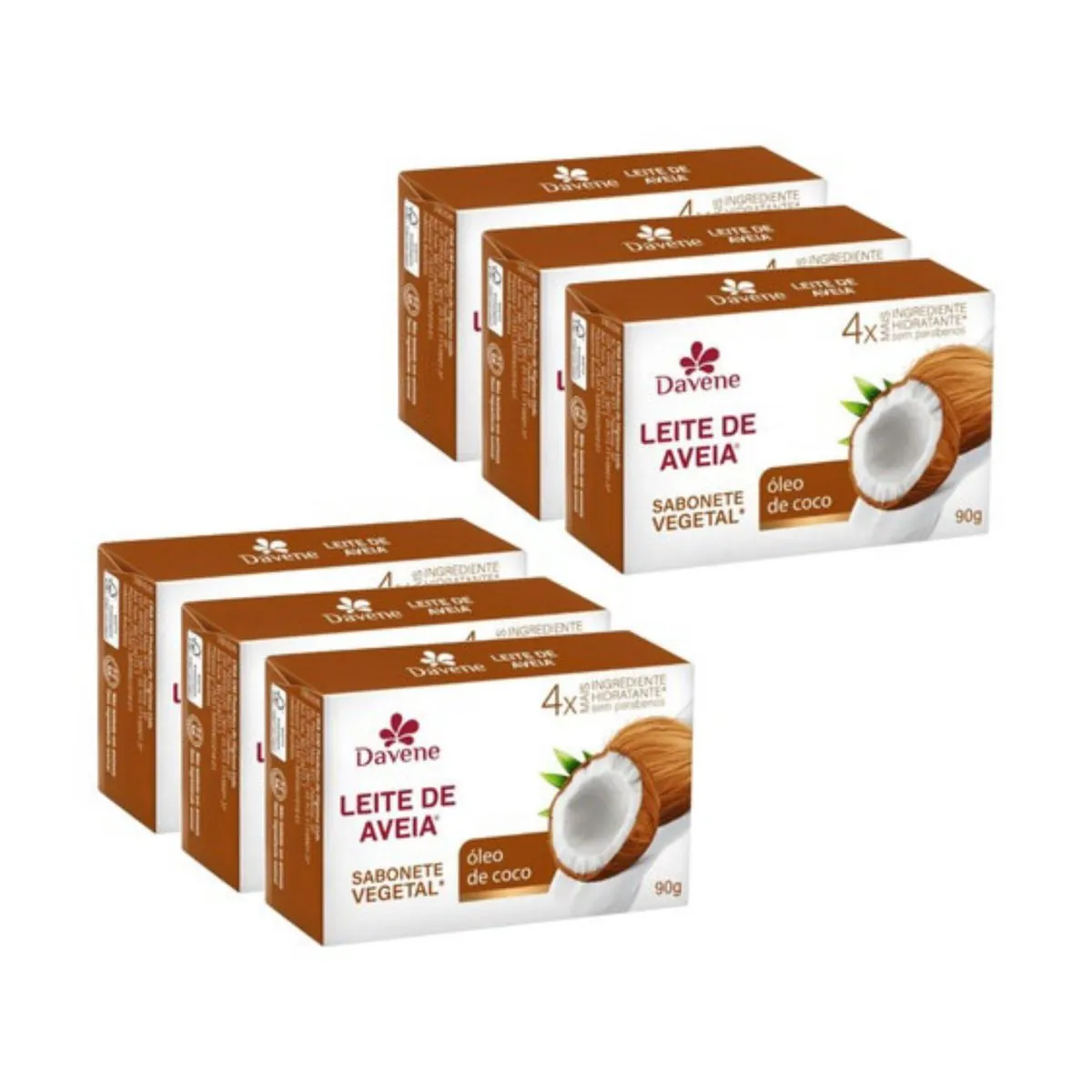Kit c/6 Sabonetes Davene Leite De Aveia Coco 90g
