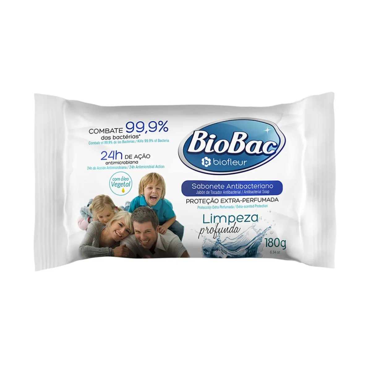Kit c/2 Biofleur Sabonete 180g Hid Biobac Limpeza Profunda