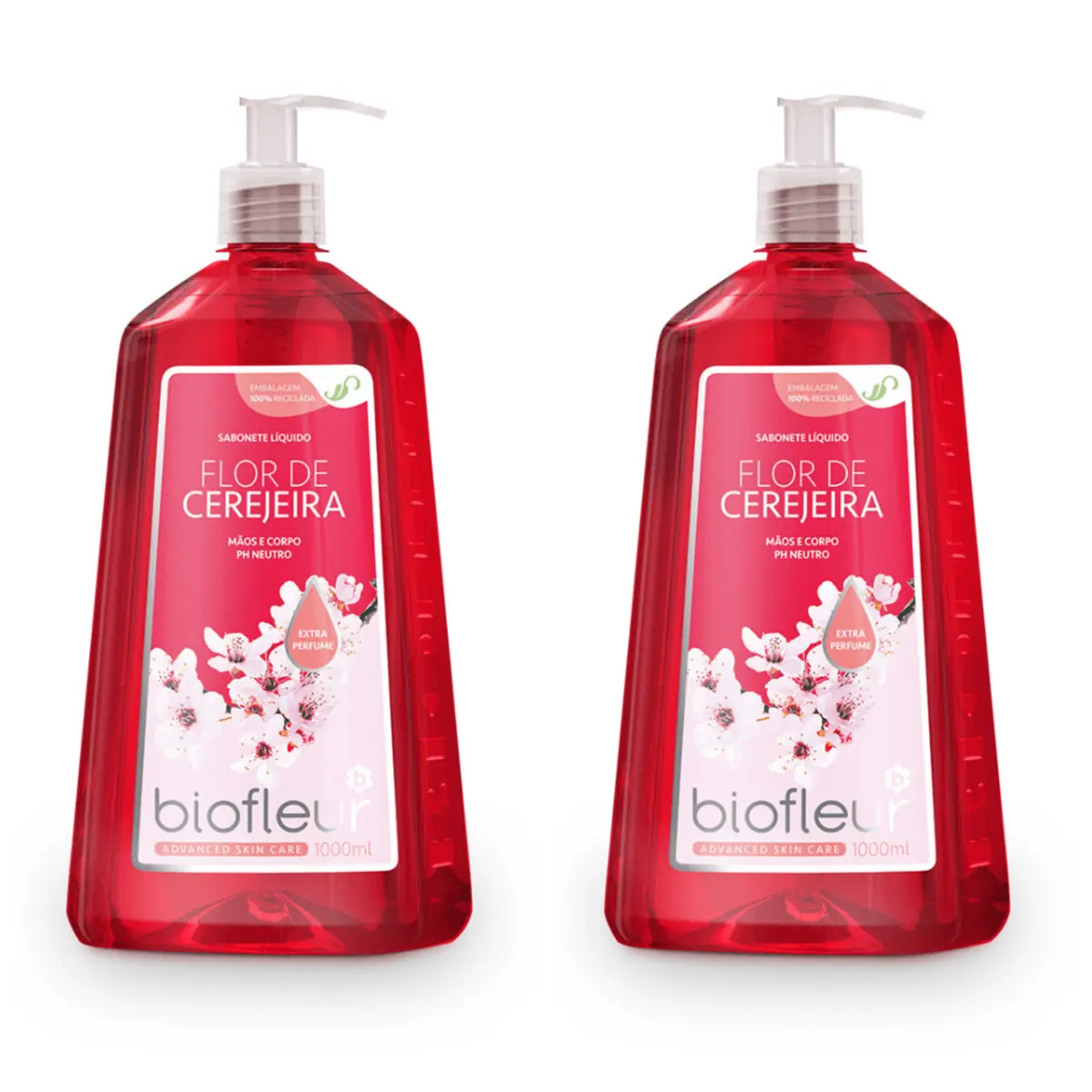 Kit c/2 Sabonetes Biofleur Líquido Flor De Cerejeira 1000ml