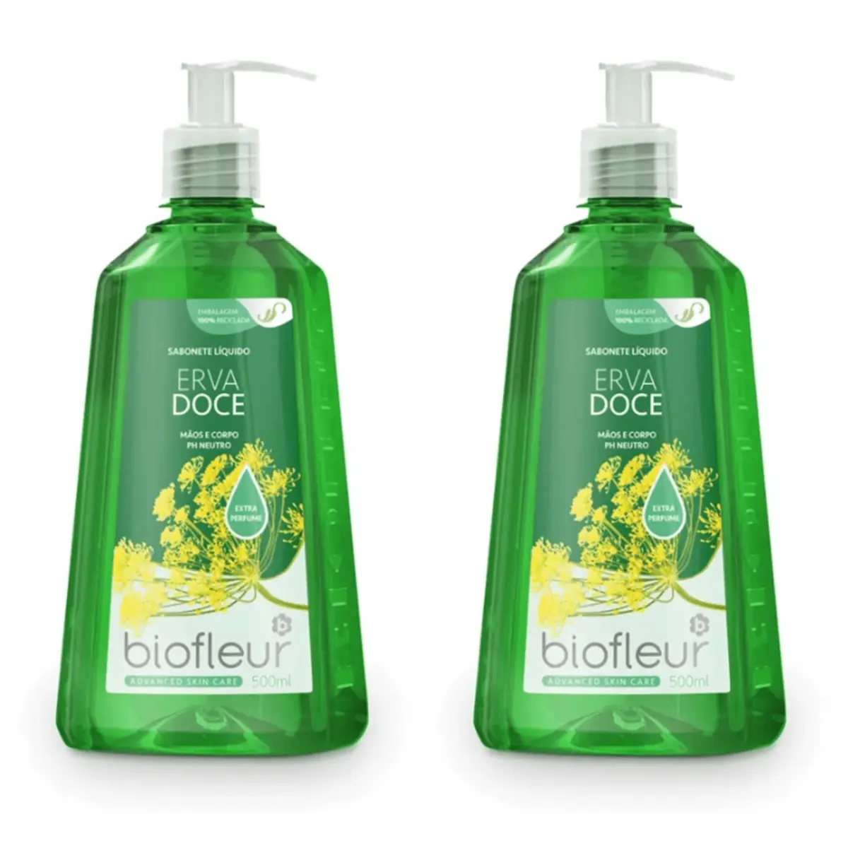 Kit c/2 Sabonetes Líquido Biofleur Erva Doce 500ml cada