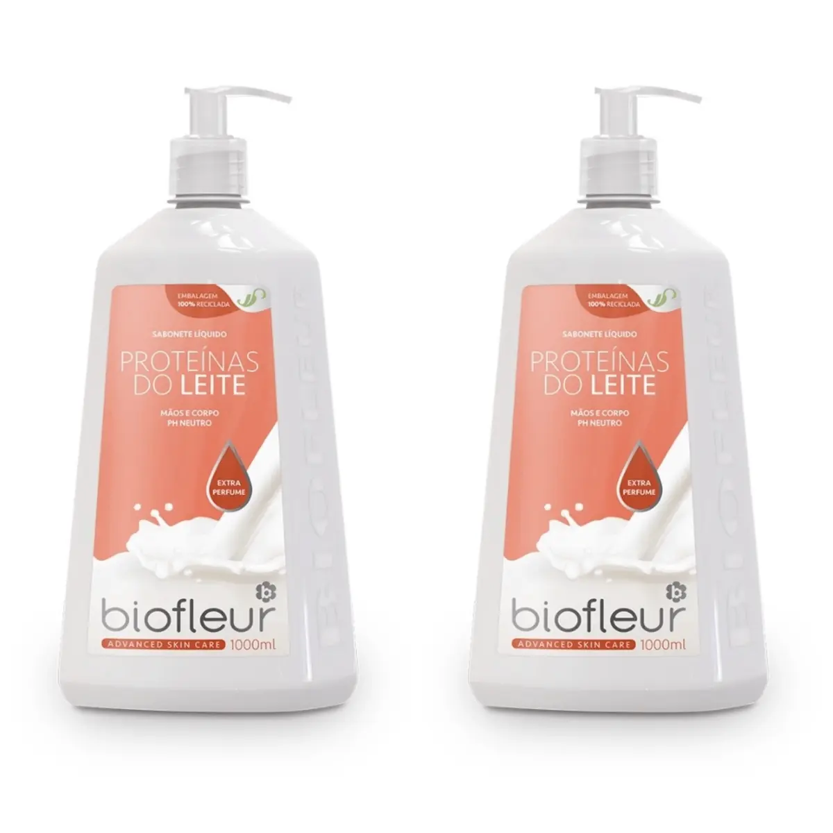 Kit c/2 Sabonetes Líquido Biofleur 1L Proteínas Do Leite