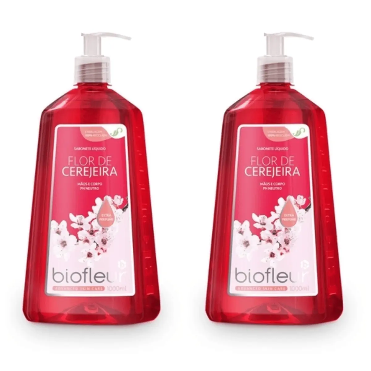 Kit c/2 Sabonetes Líquido Biofleur 1L Flor De Cereja