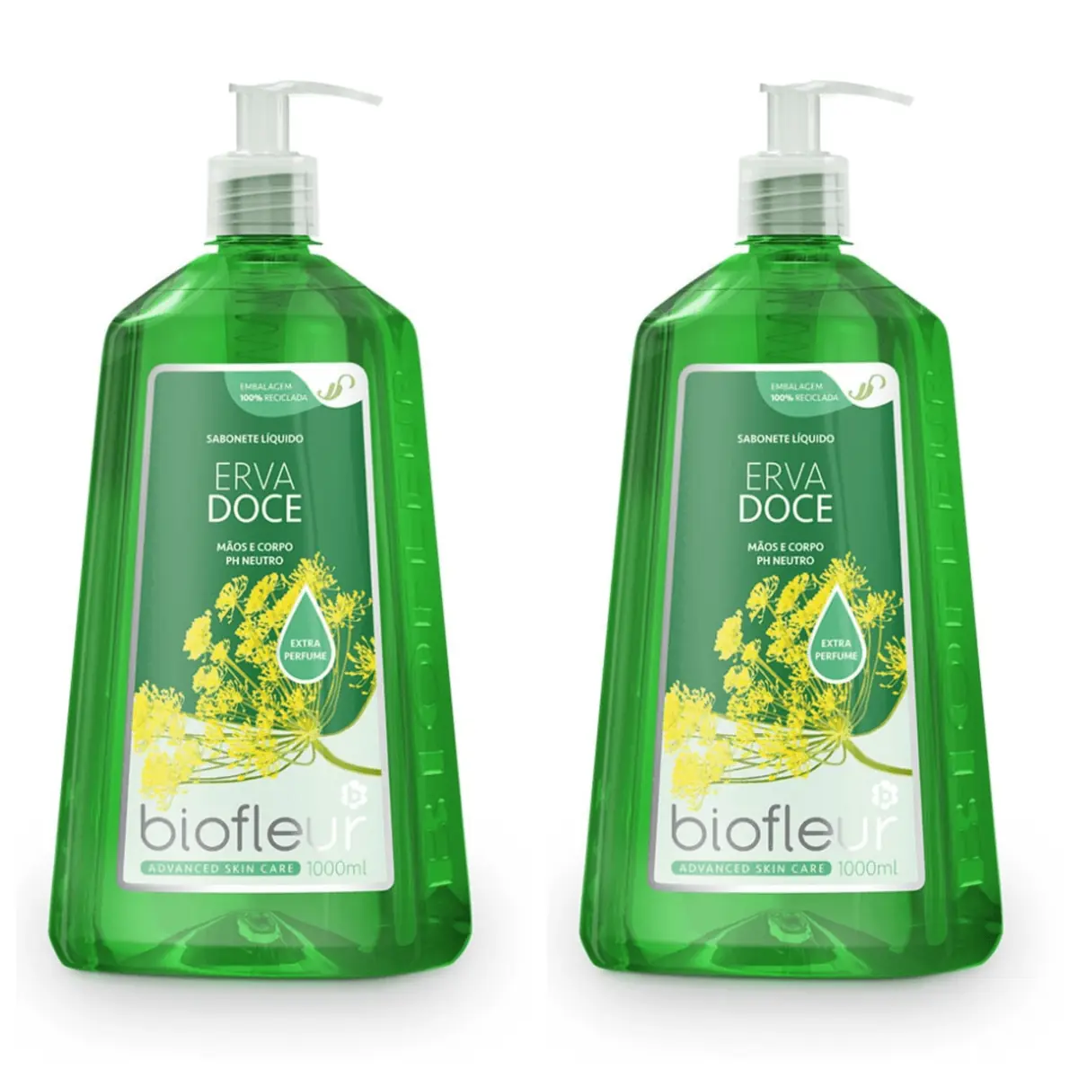 Kit c/2 Sabonetes Líquido Biofleur 1L Erva Doce