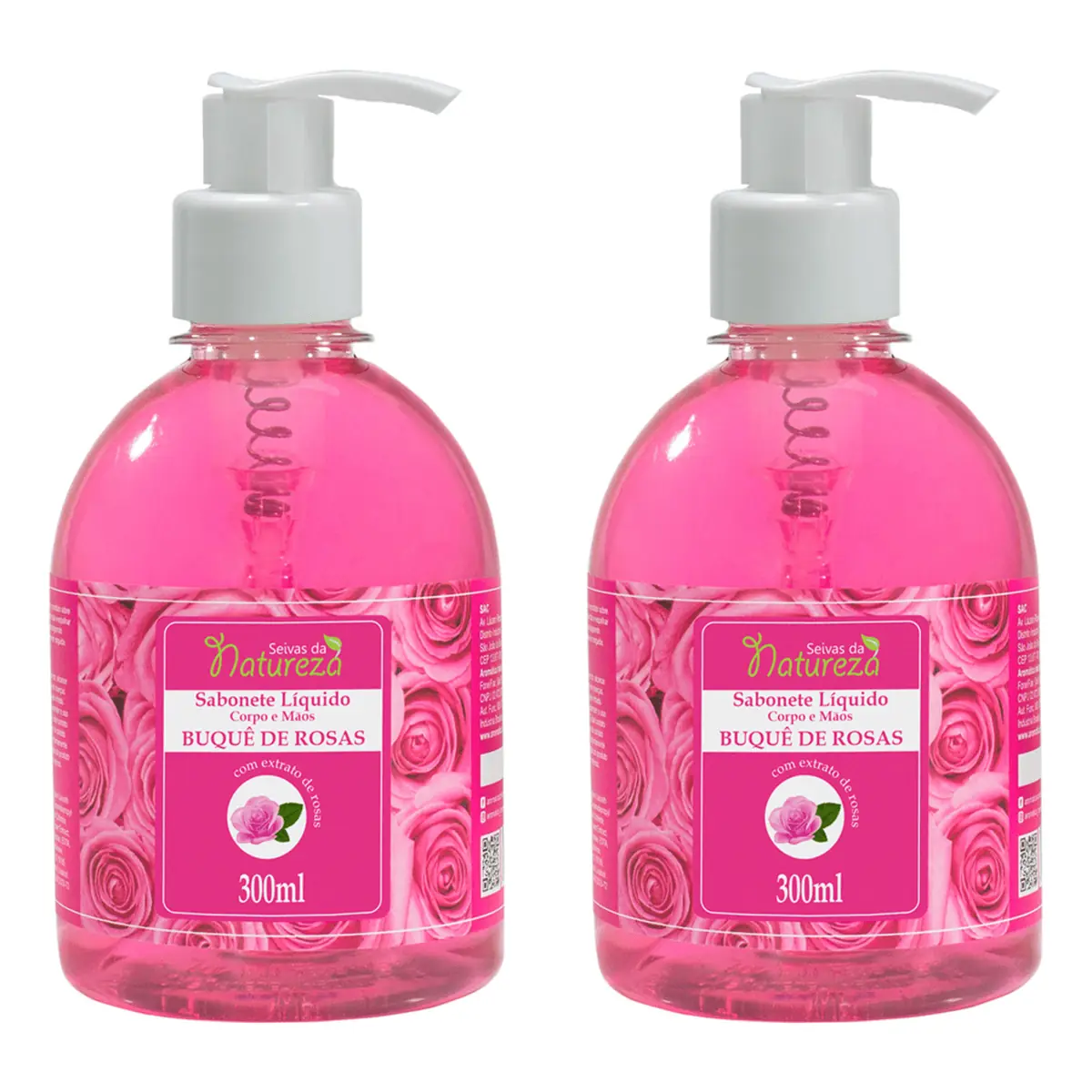 Kit c/2 Sabonetes Líquido Aromatica S.Natureza Buque Rosas 300ml cada
