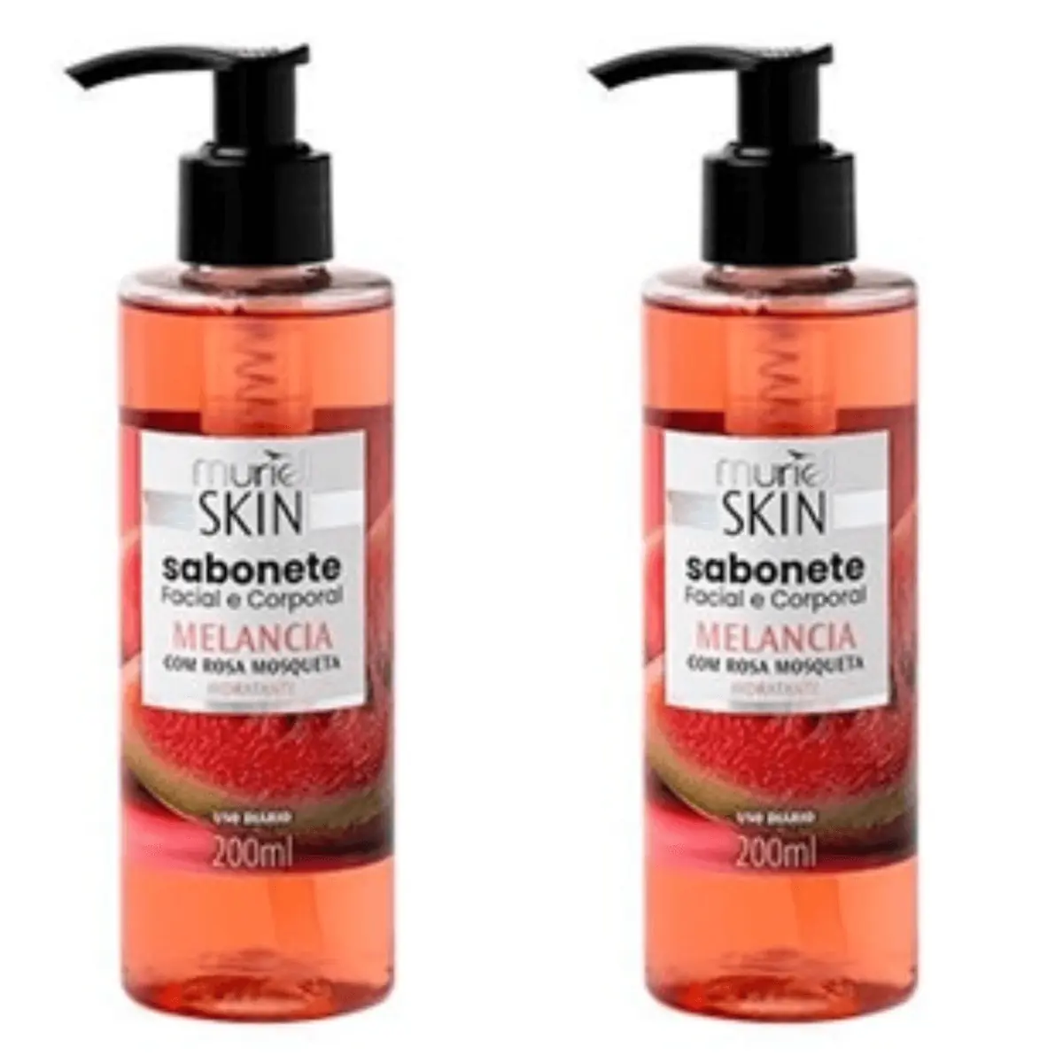 Kit c/2 Sabonetes Líquido Facial Corporal Muriel Skin Melância 200ml